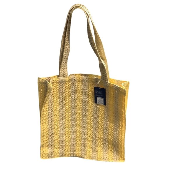Universal Thread Crochet Woven Handbag Yellow Beige Tote Single Compartment - Picture 8 of 11